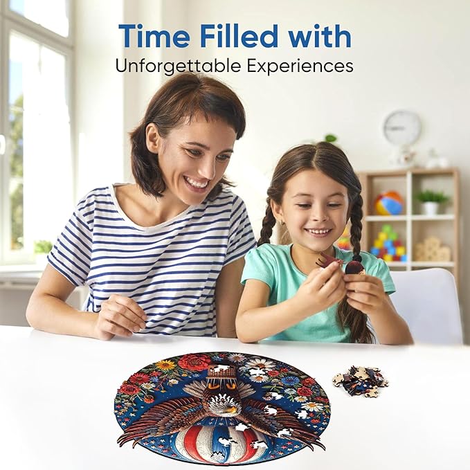 500 Piece Wooden Puzzles, Flower Eagle Jigsaw Puzzles, Royal, Unique Shape Animal Adult Puzzles, Irregular Best Gift for Adults and Kids Family Game (15.1x15.1 in)