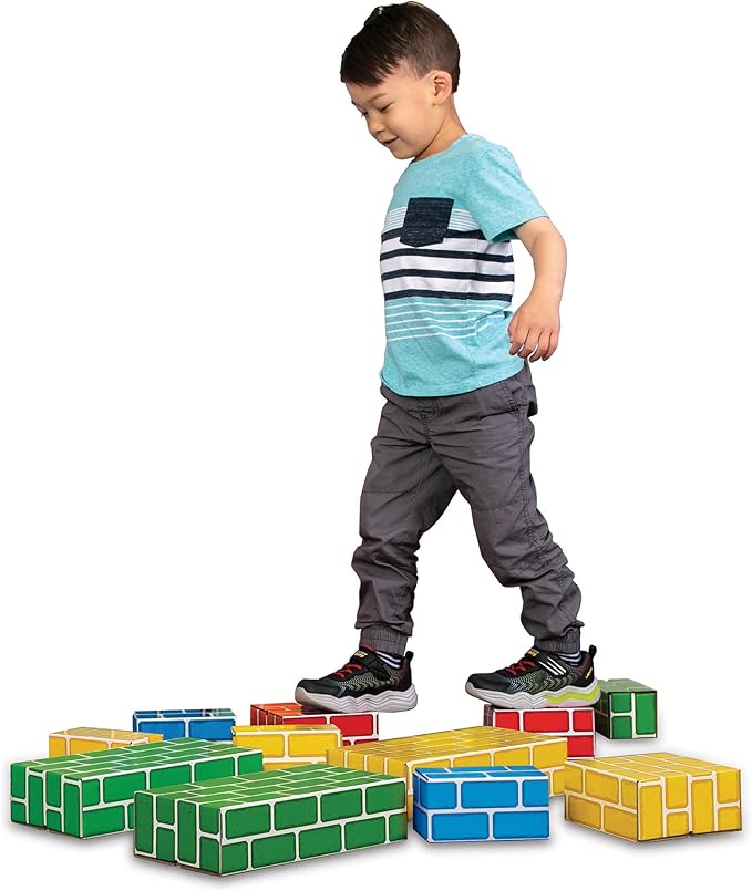 Teacher Created Resources Heavy-Duty Cardboard Building Blocks – 40-Piece Set, Supports 150 lbs – Easy-to-Clean, Sturdy, Colorful – Large, Medium & Small Sizes