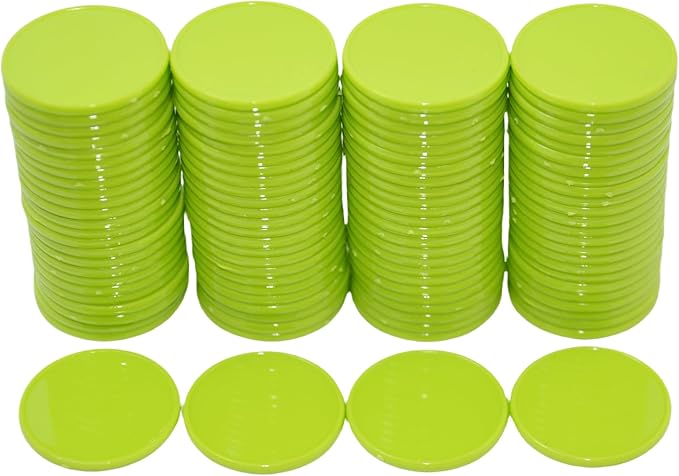 Smartdealspro Set of 100 1 Inch Opaque Plastic Learning Counters Mini Poker Chips Game Tokens with Storage Box (Light Green)
