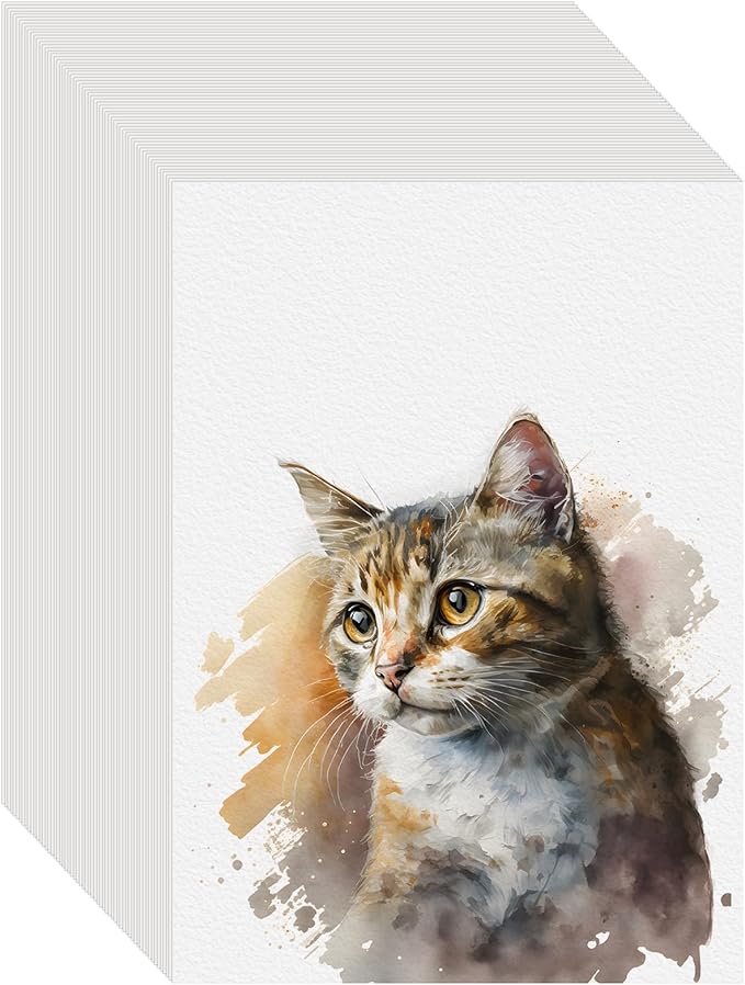 100PCS 5x7 Watercolor Paper Bulk, 140lb/300g Cold Press Thick Water Color Paper Pad for Kid Child Adult, White Art Paper for Drawing Painting Markers Gouache, Textured Cotton Paper Sheets
