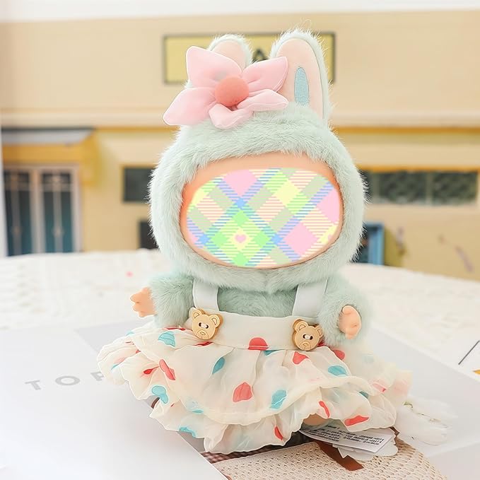 Clothes for Dolls Accessories (No Doll), Kawaii Skirt Outfit Set 2 Pieces for 15cm 17cm Doll Suit, Stylish Dress Up Flower Doll Clothing Set Replacement Beige