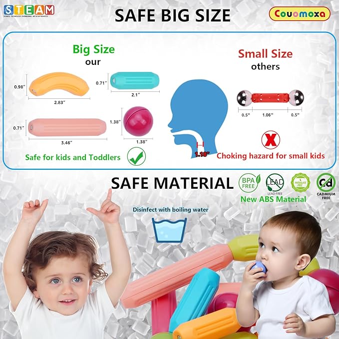 COUOMOXA Magnetic Toy Montessori for Kids: 3 4 5 6 7 8 9 10 11 12 Years Old Kids Building Sticks - Magnetic Creative Toy Age 3-12 Playroom Family - Christmas Birthday Gift for Boys Girls