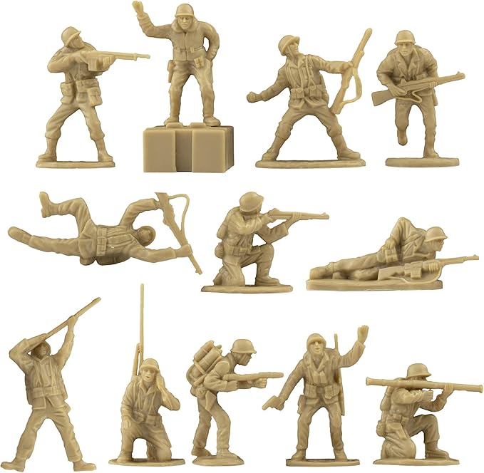 BMC WW2 Iwo Jima US Marines Plastic Army Men - Tan 36pc American Soldier Figures