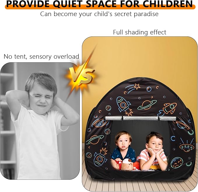 Large Sensory Tent for Kids with Autism- 47x47in Pop-Up Indoor Play Tent with Light for Anxiety Relief and ADHD Support