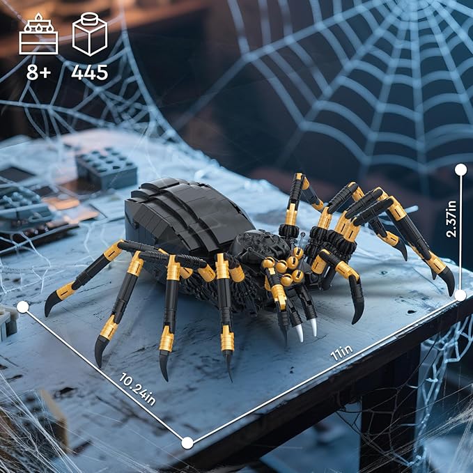 HIGH GODO Wild Animals Spider Building Set, Magic Animal Black Spider Model Kit, Horror Halloween Spiders Toy for Kids Adults 8+ (445PCS)