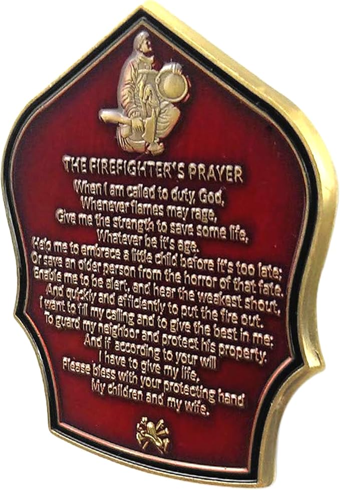 Firefighter Challenge Coin – Military Challenge Coin – Firefighter Coins Prayer Challenge Coins – Thin Red Line – Commemorative Firemen Souvenir Gift –Thank You for Your Service