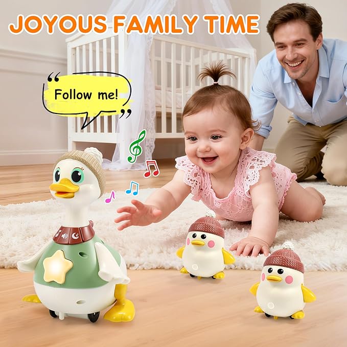 LUDILO Infant Baby Toys 6-12 Months: Musical Crawling Duck Toy Must Have 6 7 8 9 10 12 18 Month Old Baby Toy 6-12-18 Month Newborn Tummy Time Toys for 1 Year Old Boy Girl Gifts Stocking Stuffers