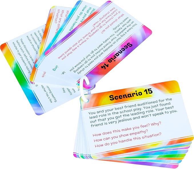Really Good Stuff Social Skills Discussion Cards - Set of 20 Conversation Cards for Kids - Social Emotional Learning Activities for Understanding Social Rules and Developing Essential Social Skills