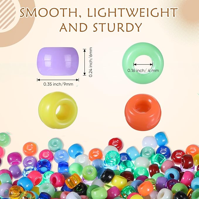 21000 Pcs Pony Beads Bulk 6 x 9 mm Plastic Kandi Beads for Bracelet for Multicolor Craft Making Rainbow Necklace Jewelry Key Chain DIY Braids(40 Colors)