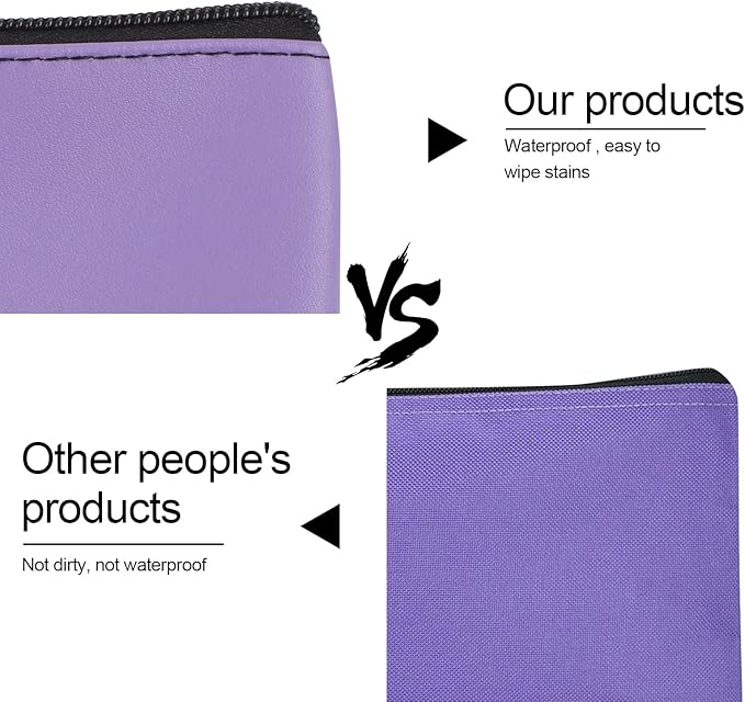 4Pack Money Bag 11 X 6", Safe Durable Waterproof Bags With Zipper for Cash, Coin Pouch PU Leather Bank Bag for Checks, Makeup, Bills, Receipts (Purple)
