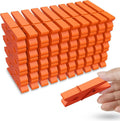 50PCS Colored Wooden Clothespins, 2.9inch Orange Clothes Pins for Clip Pictures Photos Decorative, Small Colorful Wood Decoration Closepins Clips