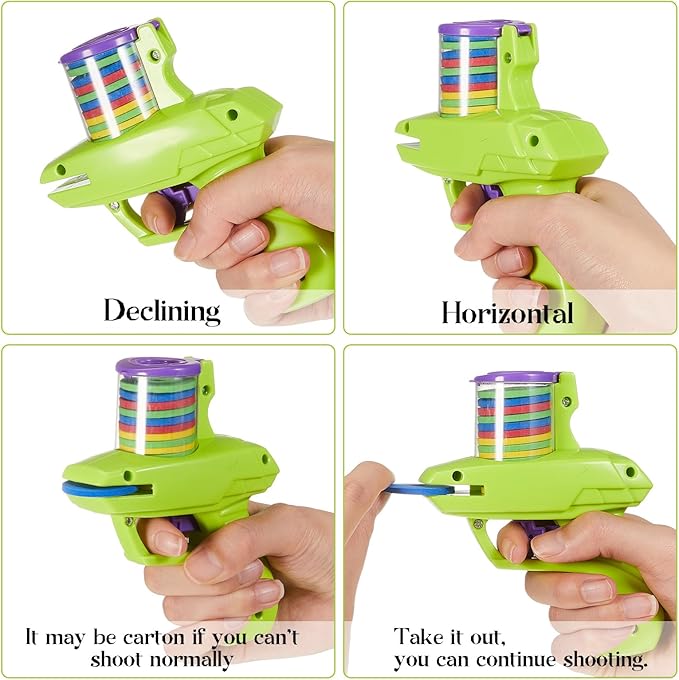 Sumind 2 Pieces Foam Disc Launcher Zip Shot Shooter Disc Shooter (Red, Green)