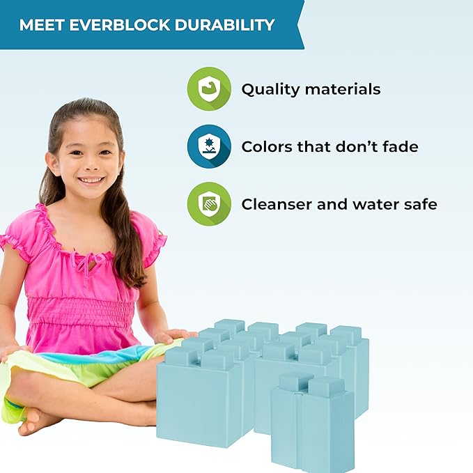 EverBlock 12” x 6” Full Size Plastic Modular Bulk Pack | 18 Piece Pack | Giant Building Blocks | Easy to Connect & Reuse | Indoor & Outdoor Use | Build Displays & Structures | White