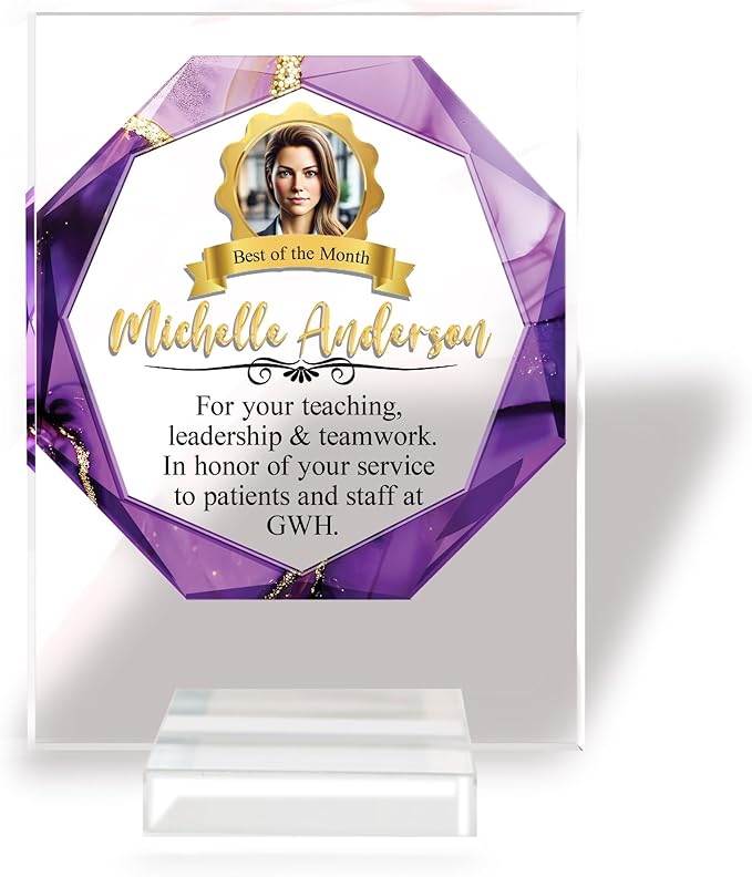 Custom Engraved Acrylic Employee Recognition Award – Personalized Appreciation Trophy for Corporate Excellence – Desk Display Plaque with Free Customization (Style #2)