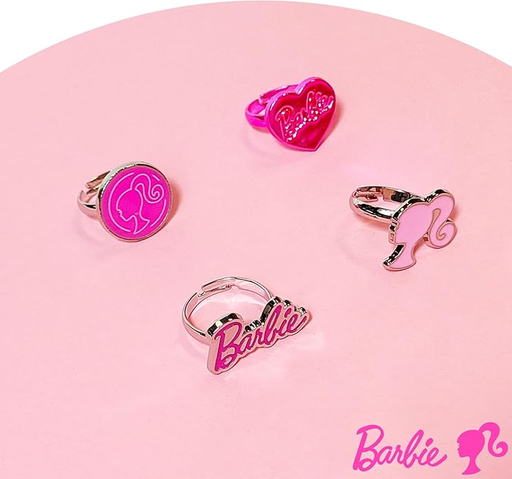 LUV HER Kids Jewelry: 4-Piece Adjustable Rings for Girls, Ring Sets with metal charm Fashion Girls Jewelry Ages 4+