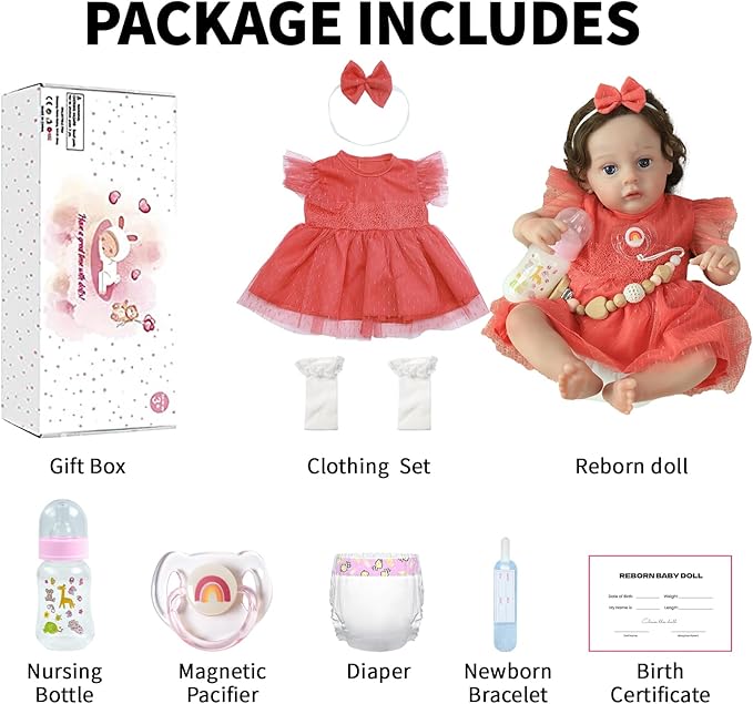SCOM Lifelike Reborn Baby Dolls - 20 Inch Realistic-Newborn Baby Doll Girl Silicone Real Life Baby Dolls with Soft Weighted Body, Poseable Real Baby Reborn Gift Toy for 3+ Years Old Kids