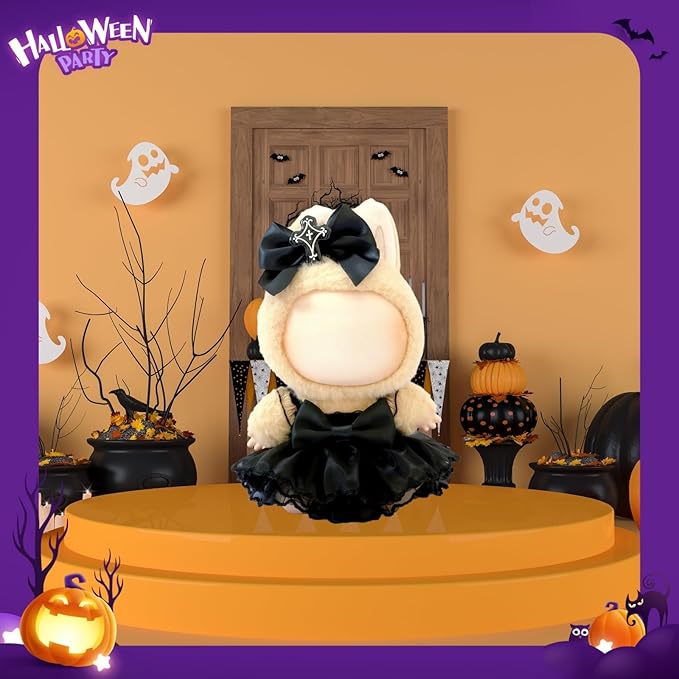 17cm Doll Clothes Set, Halloween Themed Outfit, Black Lace Dress with Devil Wings and Bow for 6.7inch Dolls Suit, Cute Fashion Dress Up Clothes Accessories for 1st/2nd/3rd Gen Doll