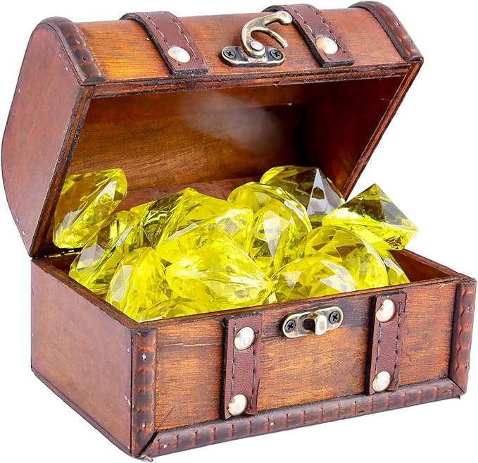 Niceup 26PCS Yellow Fake Diamonds Big Gem Toys, 1.5in Pool Diving Gems Acrylic Plastic Gemstones for Kids, Party Décor Jewels Treasure Hunt Hiding Sensory Bin Filler Toys Craft Supplies