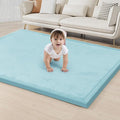 ACOMOPACK Baby Play Mat for Floor 1.3" Thick Memory Foam Play Mat 79"×157 Tummy Time Crawling with Non-Slip Bottom for Living Room,Nursery,Soft Velvet Playpen Mats for Kids,Infants（Light Blue）