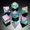 Iridescent Plating Sharp DND Dice, DNDND Handmade Resin Sharp Edge D&D Die with Gift Case for Dungeons and Dragon Tabletop Games (Iridescent Plating)