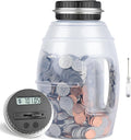 Large Digital Coin Bank for Kids and Adults - LCD Counter, 2.8L Capacity for US Coins (Silver)