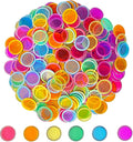 SEETOOOGAMES Magnetic Bingo Chips Counters - 300 Pieces Transparent Counting Game Chips - Clear Plastic Math Markers for Classroom - 19mm Mixed Color
