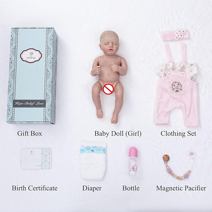 Reborn Baby Dolls – 20 Inch Real Baby Dolls That Look Real, Full Body Vinyl Girl Doll, Lifelike Newborn with Accessories, Comfort Gift for Girls Ages 3+, Pretend Play & Collectors