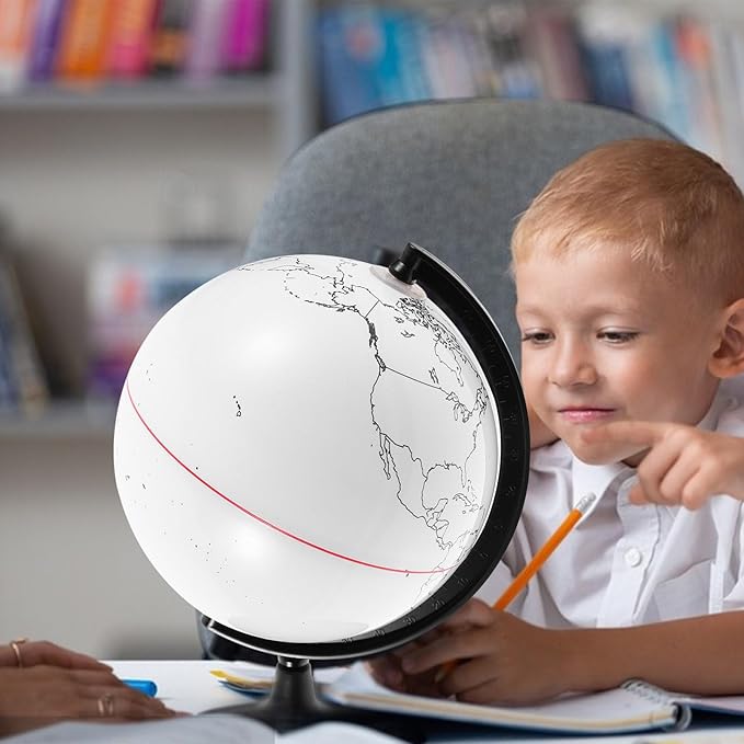 Operitacx Blank Geographic Globes with Stand, Paintable World Map Globes for Geographical Teacher Classroom Desktop Decor