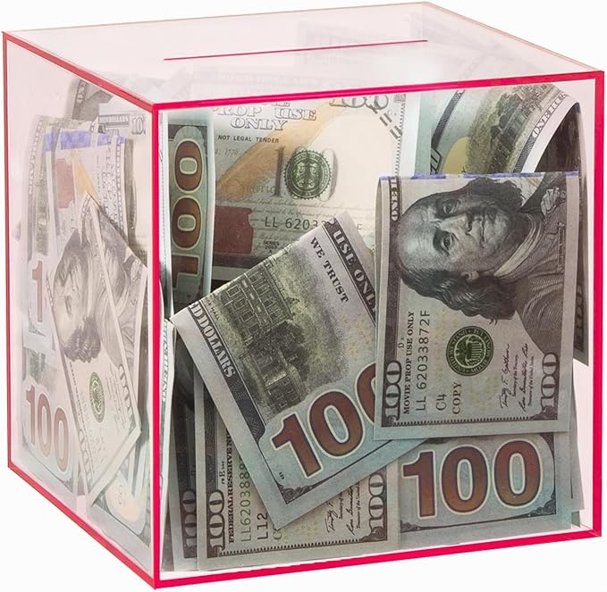 Clear Piggy Bank for Adults/Kids, Acrylic Unopenable Money Box for Cash Coin Saving, Must Break to Open, Money Saving Jar for Adults Boys Girls, Size 5.9''
