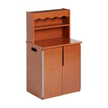 ECR4Kids Play Kitchen Storage Cupboard, Wooden Playset, Dark Walnut