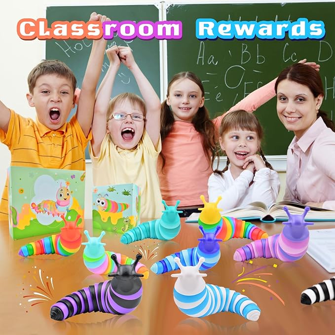 Cevioce 12 Pcs Toddler Party Favors for Kids 8-12 Fidget Toys Slug for Students Treasure Box Toys for Classroom Prizes Toddler Christmas Stocking Stuffers Gifts for Kids