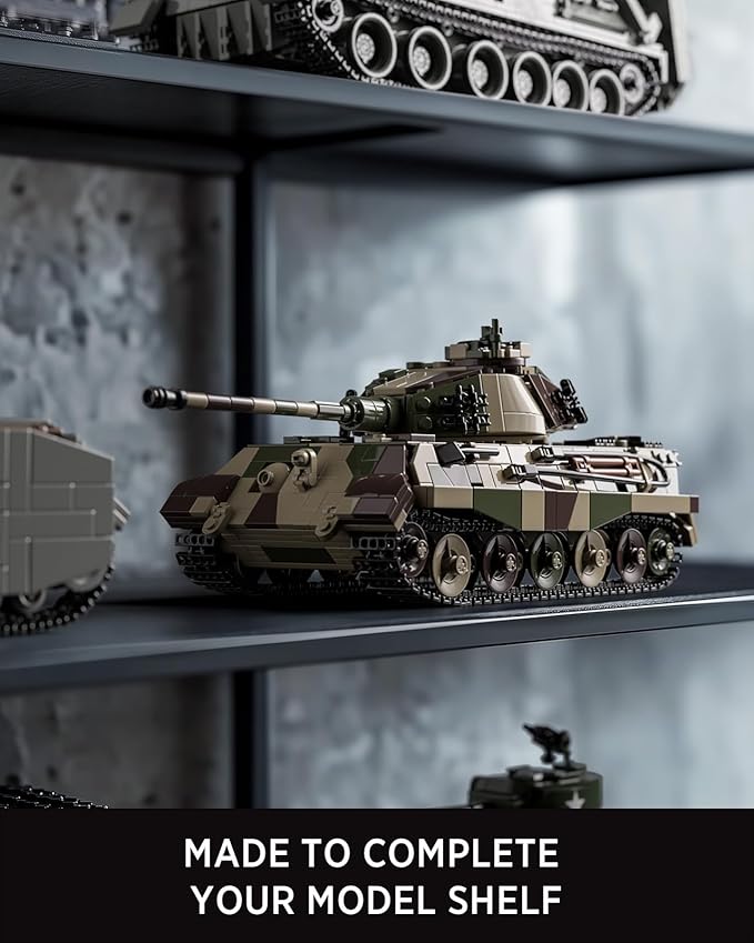 Nifeliz King Tiger Tank Building Set, WW2 Military Tank Model Toy for Adults, Collectible Army Display Piece and Gift for Enthusiasts (1,267 PCS, NF10315)