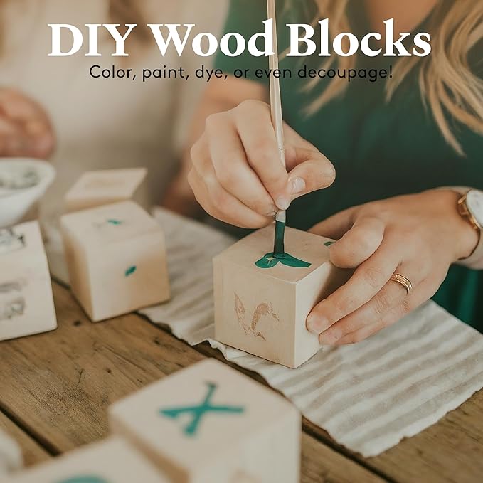 DIY Wood Cubes 4-inch, Pack of 3 Large Blank Wooden Blocks for Crafts, STEM, Building, Monitor Riser, Photo Cube Craft, and Home Decor, by Woodpeckers