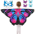 Butterfly Costume for Girls Fairy Wings Kids 4 Pcs(Cape,Skirts,Masks,Hair Clips) Butterfly Wings for Halloween Gifts