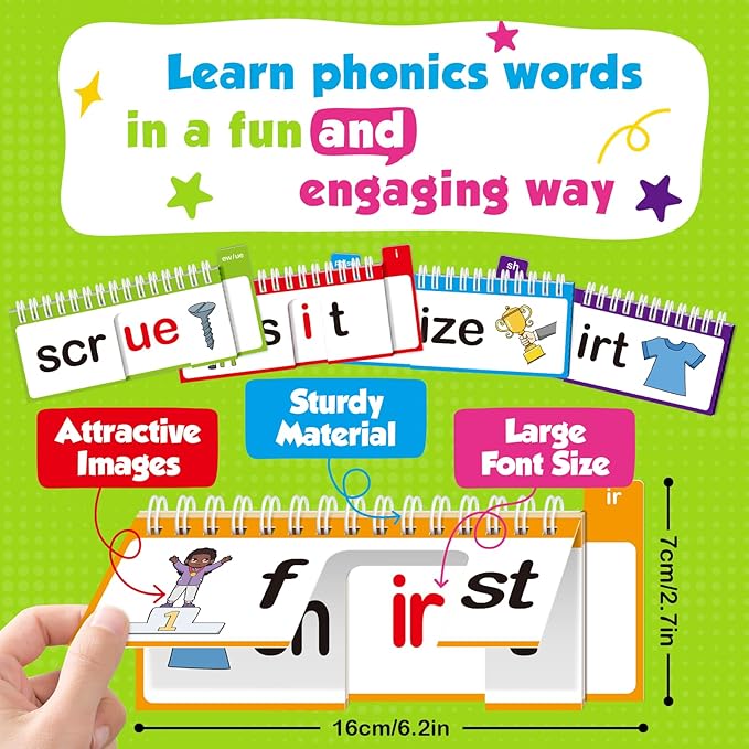 Word Family Build Book, 40 Read and Rhyme Flip Books, Sight Words Flash Cards Kindergarten, Learn to Read Phonics Flash Cards, Phonics Games Books for Preschool Learning Activities