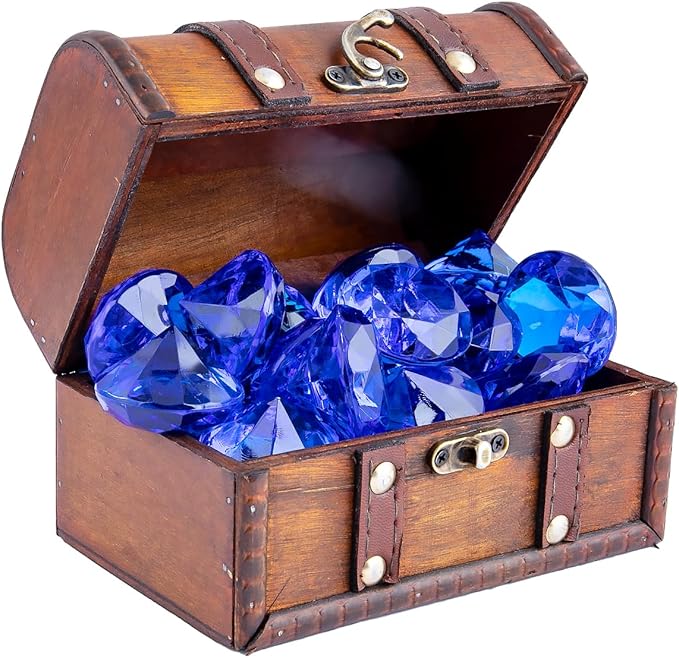 Niceup 26PCS Navy Blue Fake Diamonds Big Gem Toys, 1.5in Pool Diving Gems Acrylic Plastic Gemstones for Kids, Party Décor Jewels Treasure Hunt Hiding Sensory Bin Filler Toys Craft Supplies