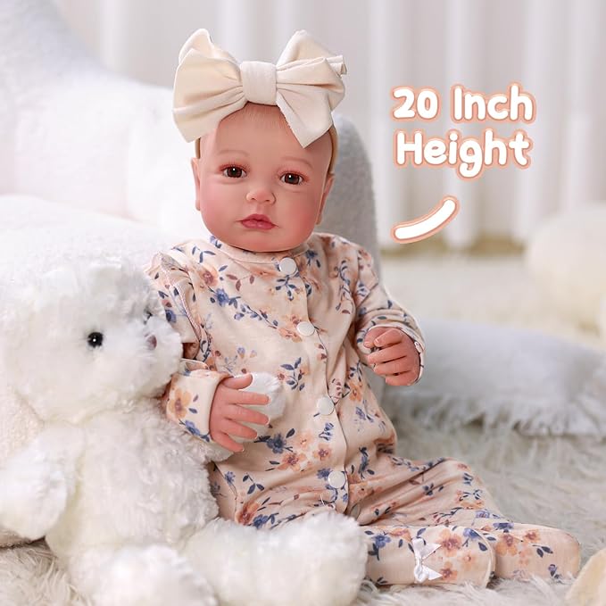 BABESIDE Reborn Baby Dolls - 20-inch Cute Soft Vinyl Realistic Baby Doll Real Life Baby Dolls with Complete Accessories Perfect for Cuddling, Playtime, and Gift Giving