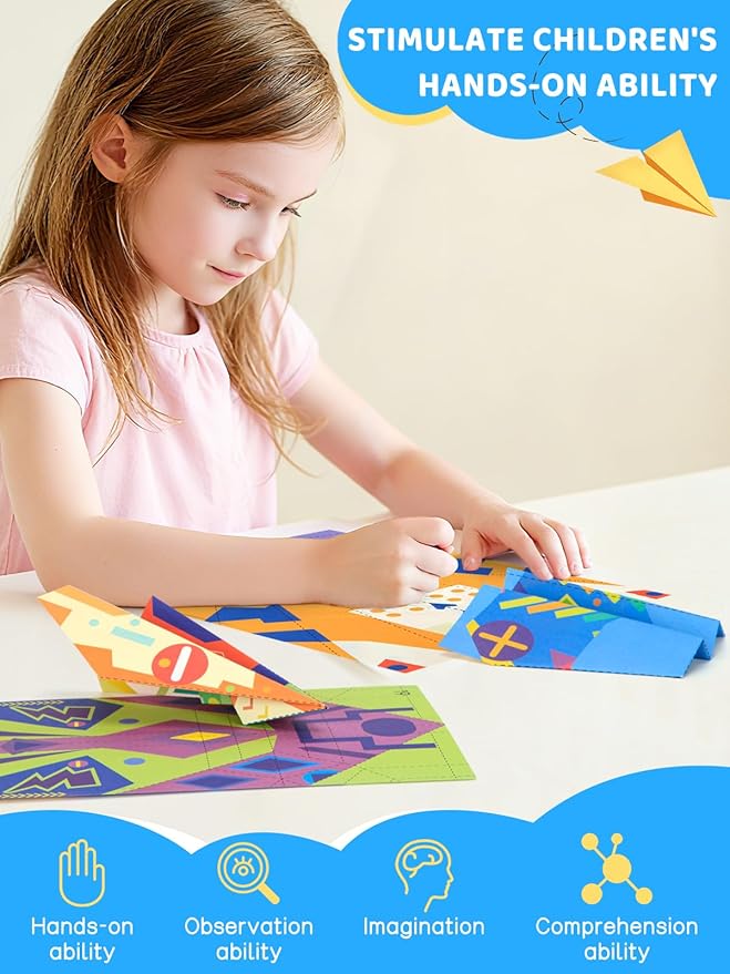 Zuplo Paper Airplane Kit, Paper Planes Book with 25 Classic Designs, 25 Sheets of Colored Origami Kit for Kids Ages 8-12, Airplane Gifts for Boys and Girls, Activity Books for Kids