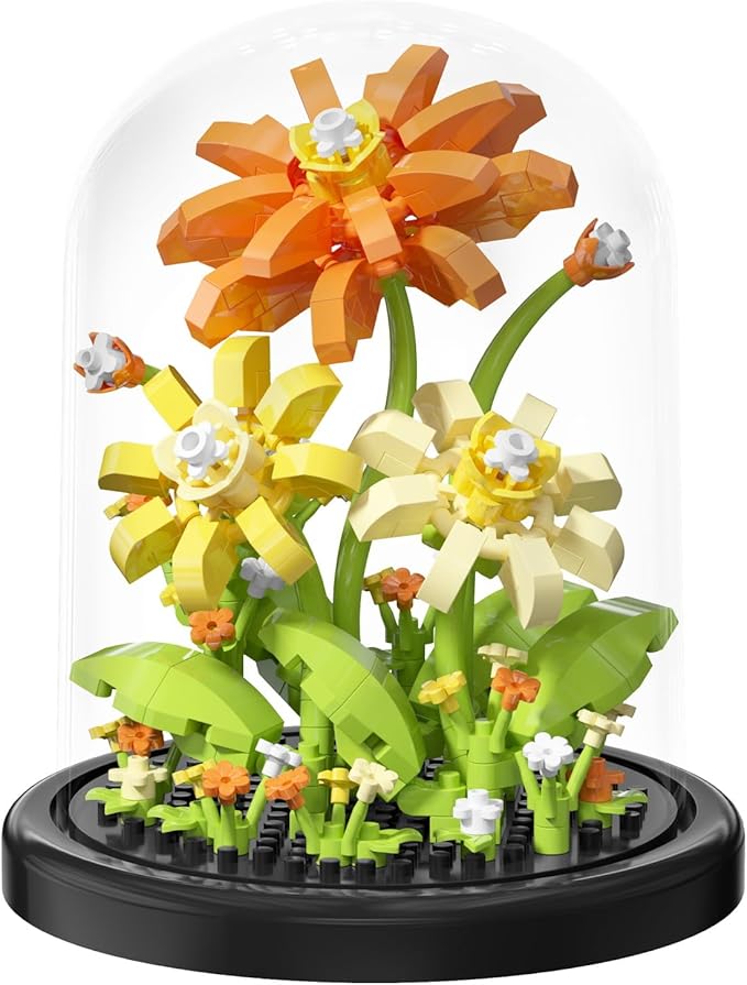 Passionate Bloom Home Bouquets Dust Cover Set Building Toy Creative Assembly Bonsai Tree, Ideal for Valentine's Anniversaries Birthday