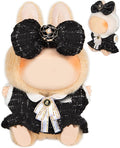 Premium Doll Clothes for Labubu - Luxury Chic Style Set for 17cm Dolls, Doll Outfit for Display, Collectors, Gift - Cute Miniature Fashion Accessories - Black Camellia (Clothes Only)