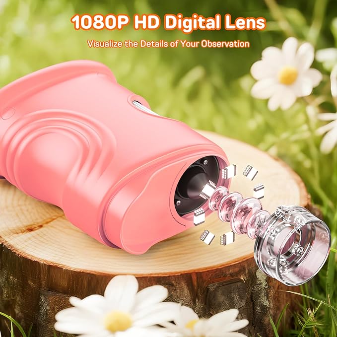 1000X Handheld Digital Microscope for Kids with 2.0" IPS Screen, Portable STEM Science Lab Toy, Rechargeable Pocket Microscope Educational Gift for Boys & Girls Age 4-6 8-12, Pink