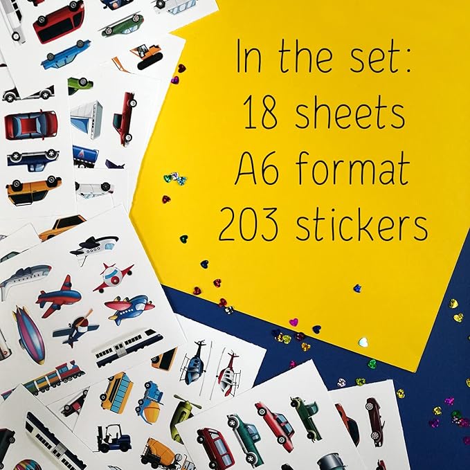 BulbaCraft Truck Stickers - Construction Stickers - Train, Airplane, Tractor, Boat, Fire Truck and Race Car Decals – Extra Durable Waterproof Vehicle Decals, Gifts for Women & Men