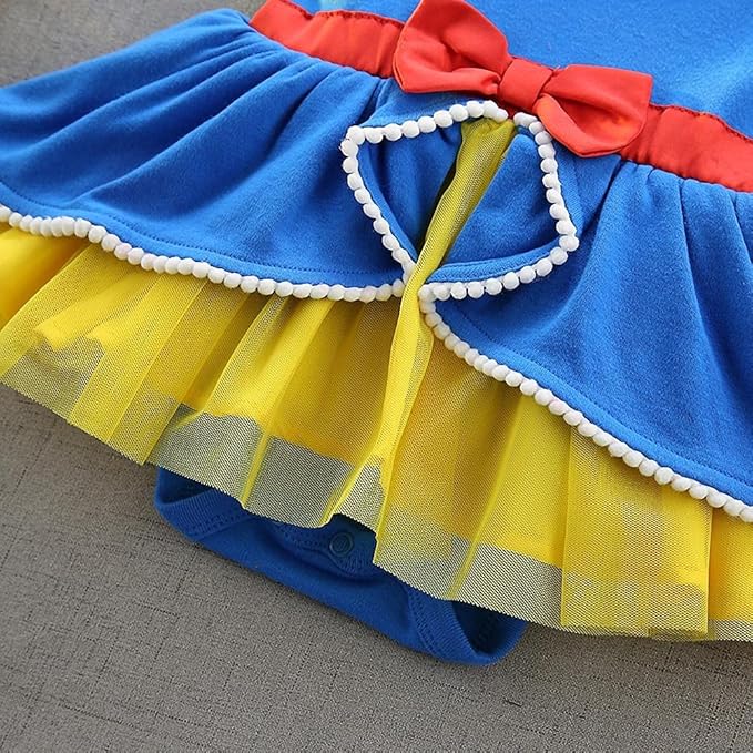 Dressy Daisy Princess Onesie Romper Fancy Dress Costume Halloween Birthday Bodysuit Outfit with Headband for Infant Baby Girl