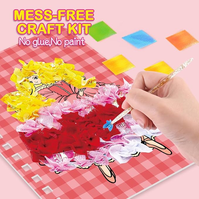 BLXIN Poke-Art Princess Craft Kit, Girls DIY Paper Art Set with Castle, Creative Educational Activity,Crafts Gifts for Girls Ages 3-8, DIY Activity