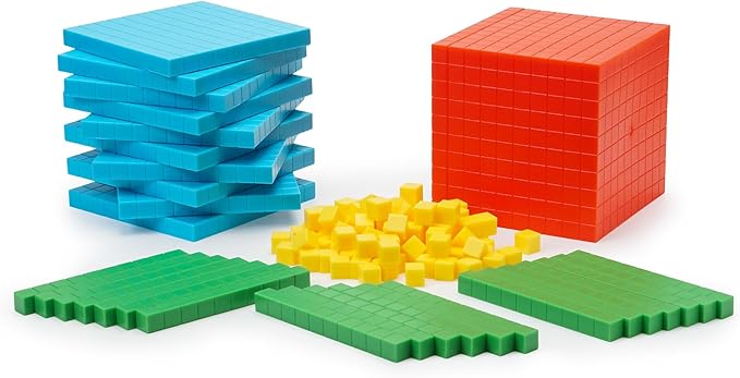 Simply magic 131 PCS Base Ten Blocks for Math - Place Value Blocks, Base 10 Math Manipulatives K-3, Math Counters, Number Blocks, Math Cubes for Kids, Counting Blocks - Kindergarten 1st 2nd 3rd Grade
