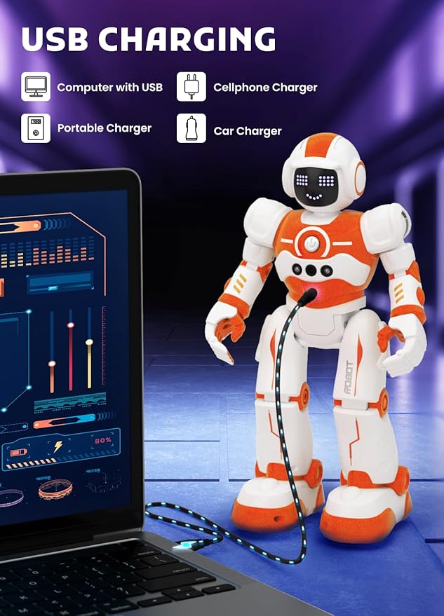 Robot Toys for Kids,Programmable Remote Control Smart Walking Dancing Robot Toy with Gesture & Sensing for Age 4 5 6 7 8 9 10 Year Old Boys for Birthday Present,Orange