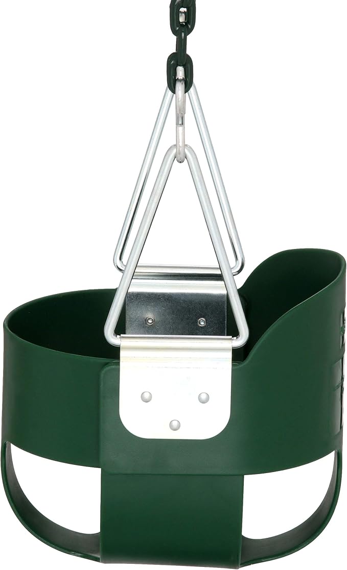 Gorilla Playsets 04-0008-G/G Full Bucket Toddler Swing, Bucket, Green 60" Plastic Coated Chains, 50 Lb Capacity