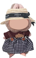 17cm Doll Clothes Set, Cute Girls Outfits and Peal Straw Hat, 4 PCS Cute Hat & Dress Set Stylish Outfits Exquisite Accessories