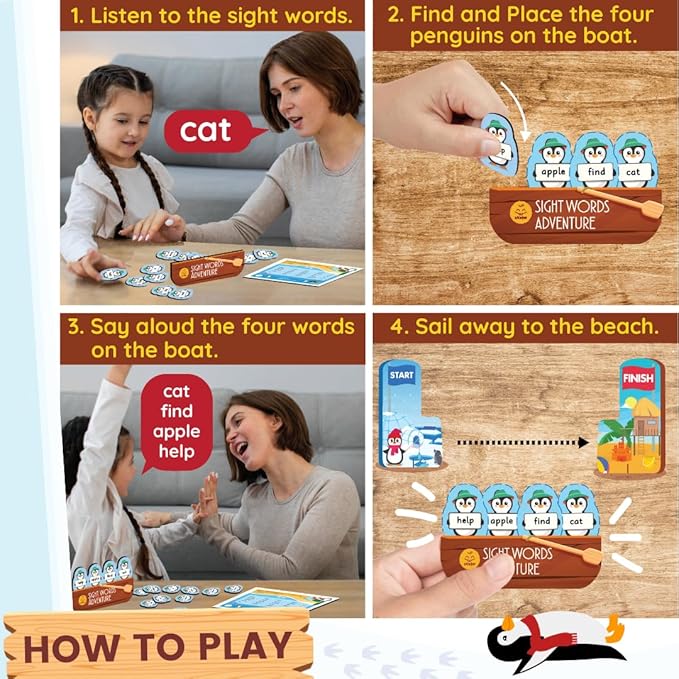 Sight Words Adventure Game | 300 High-Frequency Words for Pre-K to Grade 2 | Sight Word Flash Cards | Preschool Learning Activities | Classroom Must Haves | Kids Ages 3–6 | Up to 4 Players