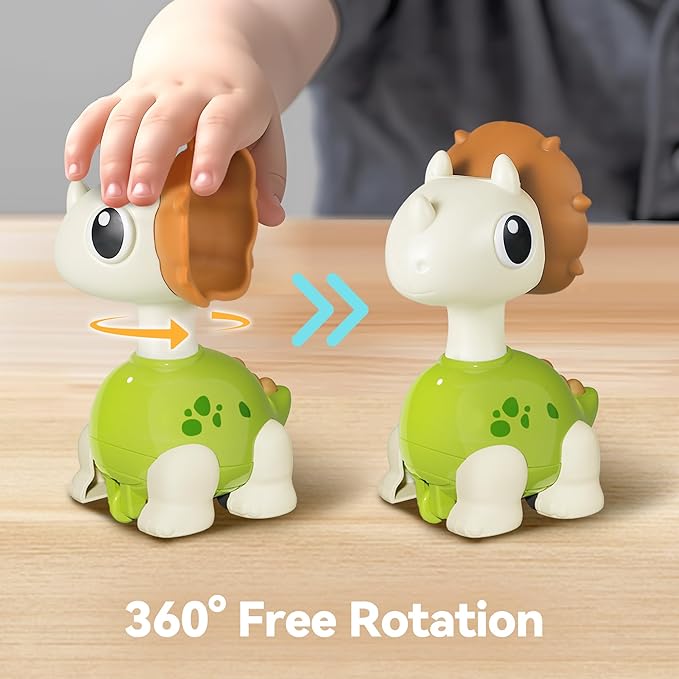 iPlay, iLearn Mini Dinosaur Press to Go Car Toys for Toddlers 1-3, Baby Dino Racing Cars, Infant Push Go Play Vehicle Set for 6-9-12-18 Months, Baby 1st Birthday Gifts for 1-2 Years Old Boys Girls